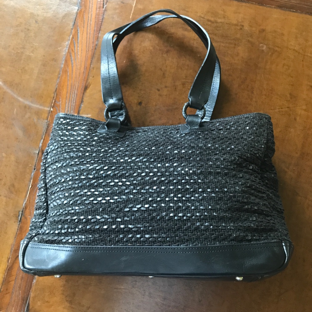 Never used Tommy Bahama black woven leather tote